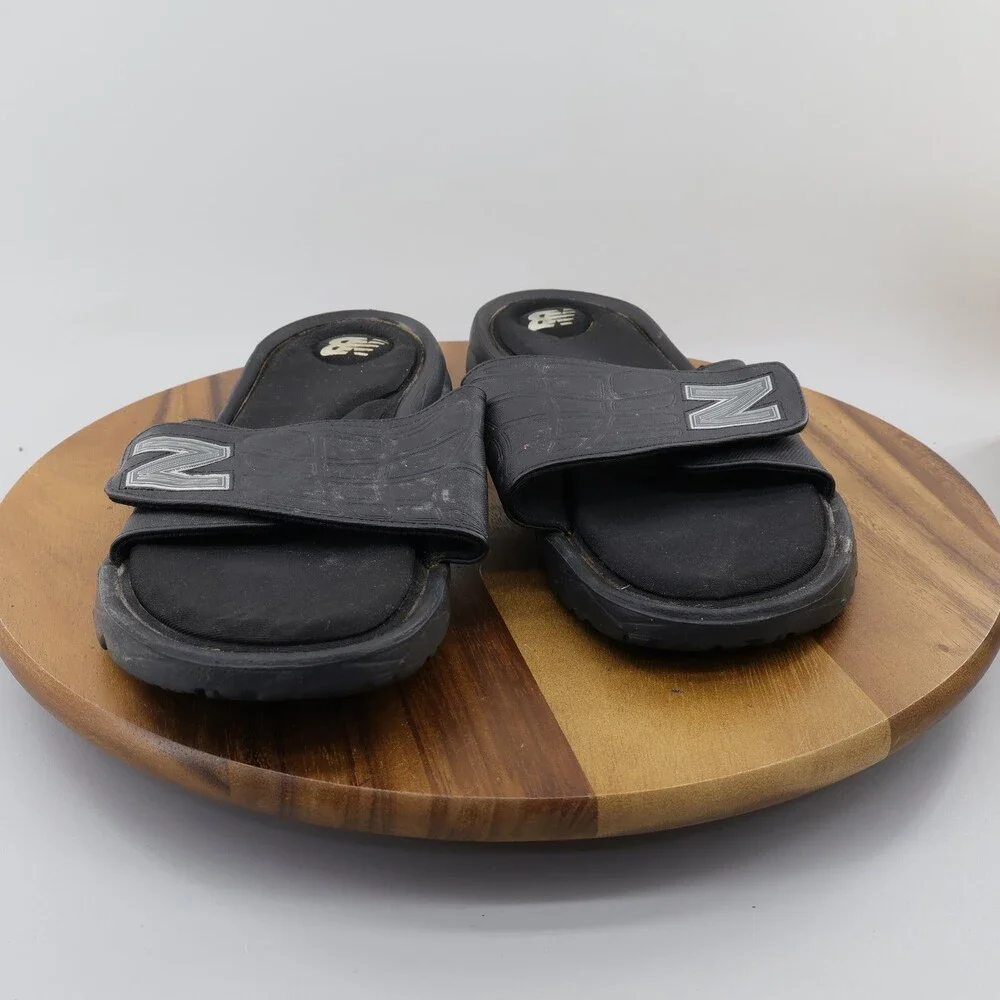 New Balance Men's US 12 Black Gray Adjustable Strap Slide Sandals